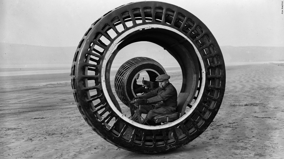 Early experiments with one-wheeled transport included the &quot;dynasphere&quot; -- an electronically powered monowheel from the 1930s. Unfortunately the device had a tendency to &quot;gerbil,&quot; sending the driver racing around the wheel frame if the device braked too suddenly.