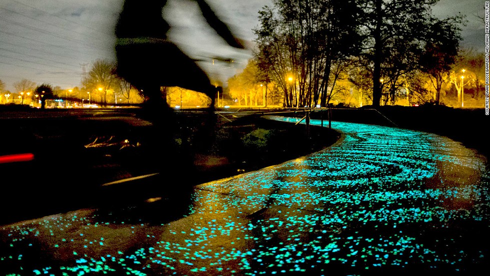 Dutch artist Daan Roosegaarde's illuminated bike path was inspired by Vincent van Gogh's "Starry Night" painting.