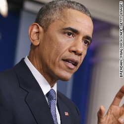 President Obama speaks during a press conference in the briefing room of the White House.