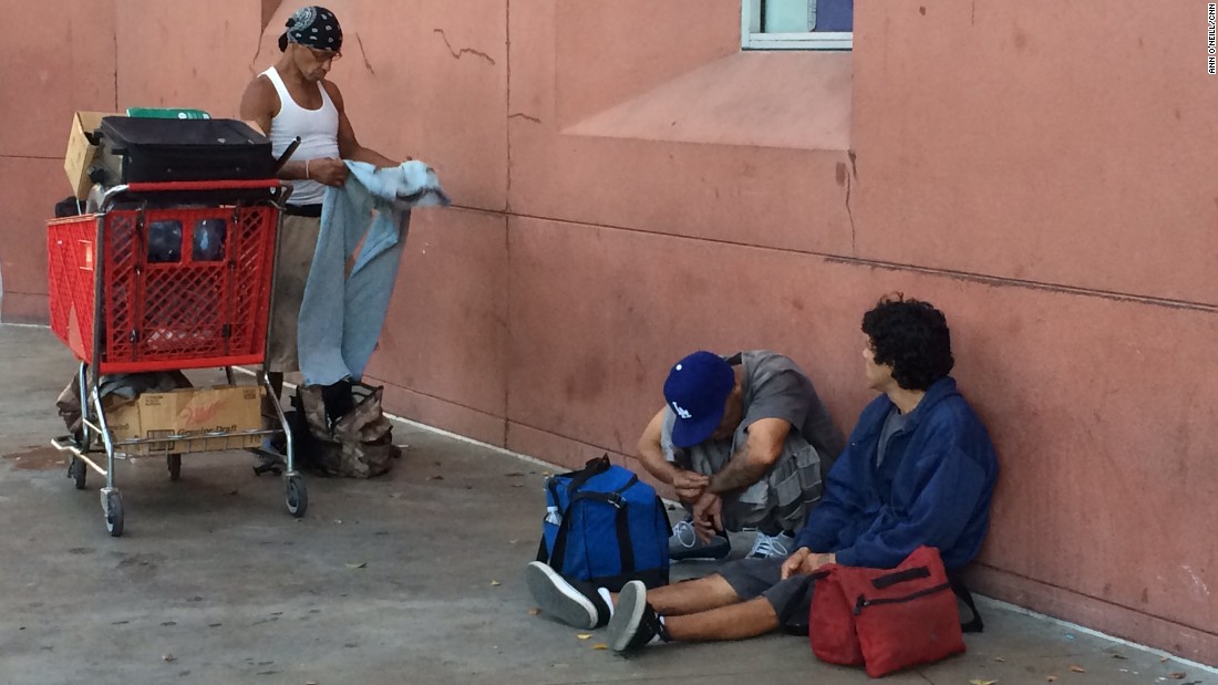 Donated food and clothes add to the filth and clutter on Skid Row&#39;s streets, Joseph says. 