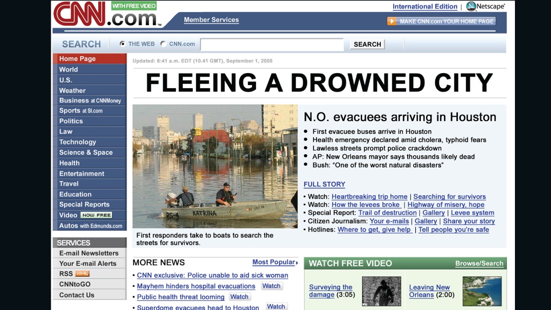 CNN homepage, 2005.