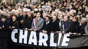 Samuel Sandler, father and grandfather of three of the victims of Islamist gunman Mohamed Merah, the Mayor of Lille and Socialist Party member Martine Aubry, Hassen Chalghoumi, Imam of the northern Paris suburb of Drancy and president of the French Association of Imams, French writer Marek Halter, UMP right-wing party member Eric Woerth and Joel Mergui, president of the Central Jewish Consistory of France and Pierre Gattaz (3rdR), head of the French employers&#39; association (MEDEF) (5thR) take part in a Unity rally Marche Republicaine in Paris on January 11, 2015 in tribute to the 17 victims of a three-day killing spree by homegrown Islamists.