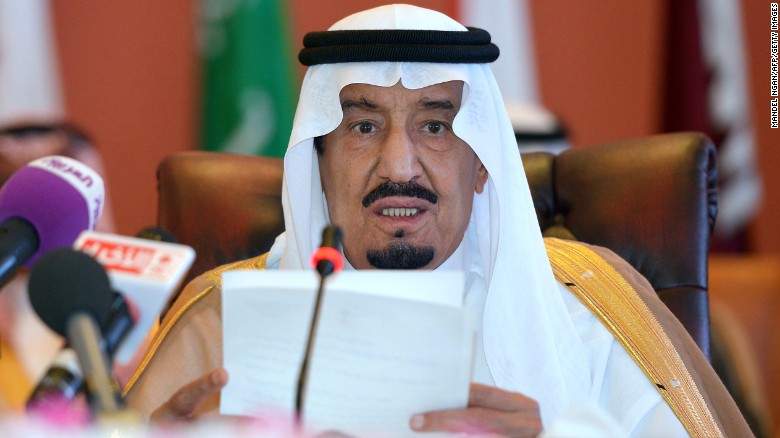 King Salman bin Abdulaziz al-Saud speaks during the opening session of the Gulf Cooperation Council on May 14, 2014 in Jeddah, Saudi Arabia. 