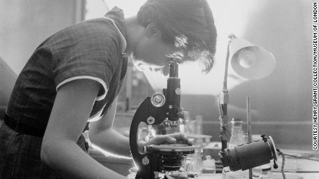 Rosalind Franklin at work in a London laboratory. Her contribution to the understanding of the DNA structure has now been acknowledged, but at the time did not receive full recognition.