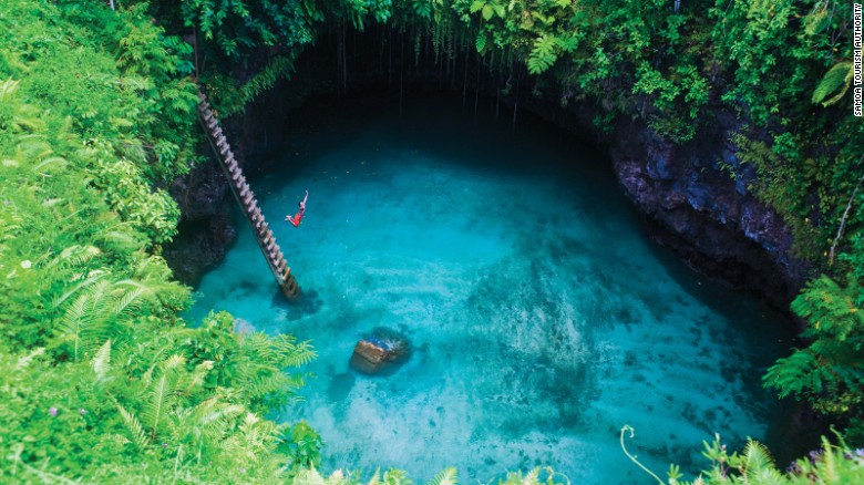 Samoa&#39;s 30-meter-deep To Sua Ocean Trench can be accessed by a very steep ladder. &quot;Not for the faint-hearted,&quot; Caroline W from Dubai writes on TripAdvisor.