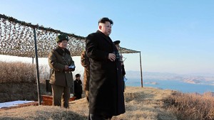  North Korean leader Kim Jong Un inspects the test-firing of a new type of &quot;anti-ship rocket.&quot; 