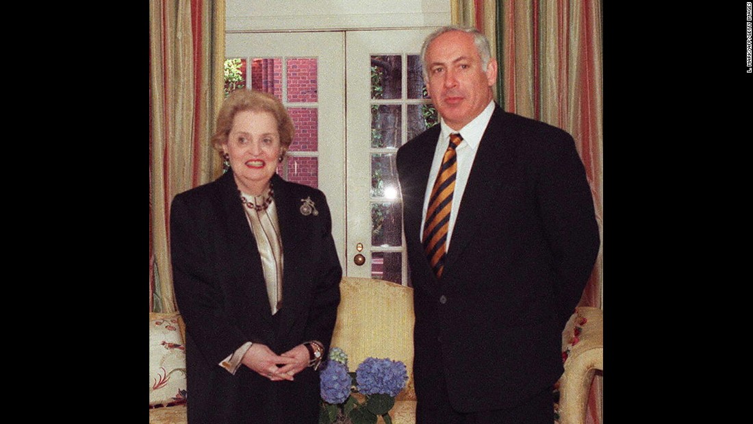 Netanyahu meets with U.S. Secretary of State Madeleine Albright in Washington in February 1997.