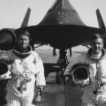 In 1976, reconnaissance officer George Morgan, left, and pilot Eldon "Al" Joersz set the world aviation speed record in an Air Force SR-71 Blackbird spy jet. Their record -- 2,193 mph -- still stands. 