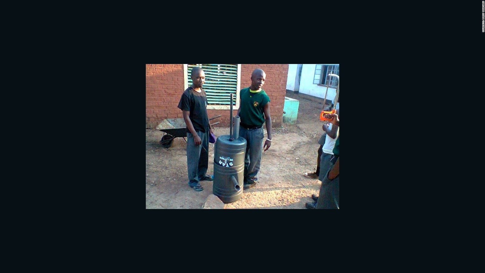 During the test phase, the students used two tanks - one turned upside down and placed in the other. When the bacteria reacted with the oxygen and waste, gas was created. The top part raised up proving the presence of biogases.