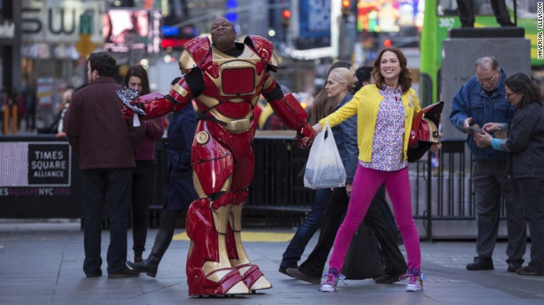 Tituss Burgess, left, and Ellie Kemper star in &quot;The Unbreakable Kimmy Schmidt.&quot;