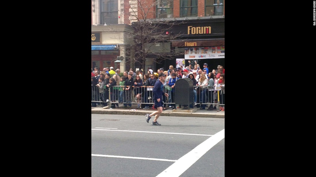 Eight-year-old &lt;a href=&quot;http://www.cnn.com/2013/04/16/us/boston-boy-killed/&quot; target=&quot;_blank&quot;&gt;Martin Richard, the youngest victim&lt;/a&gt;, can be seen standing on the rail in the front row. 