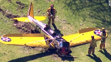 Harrison Ford battered but OK after plane plows into golf course.