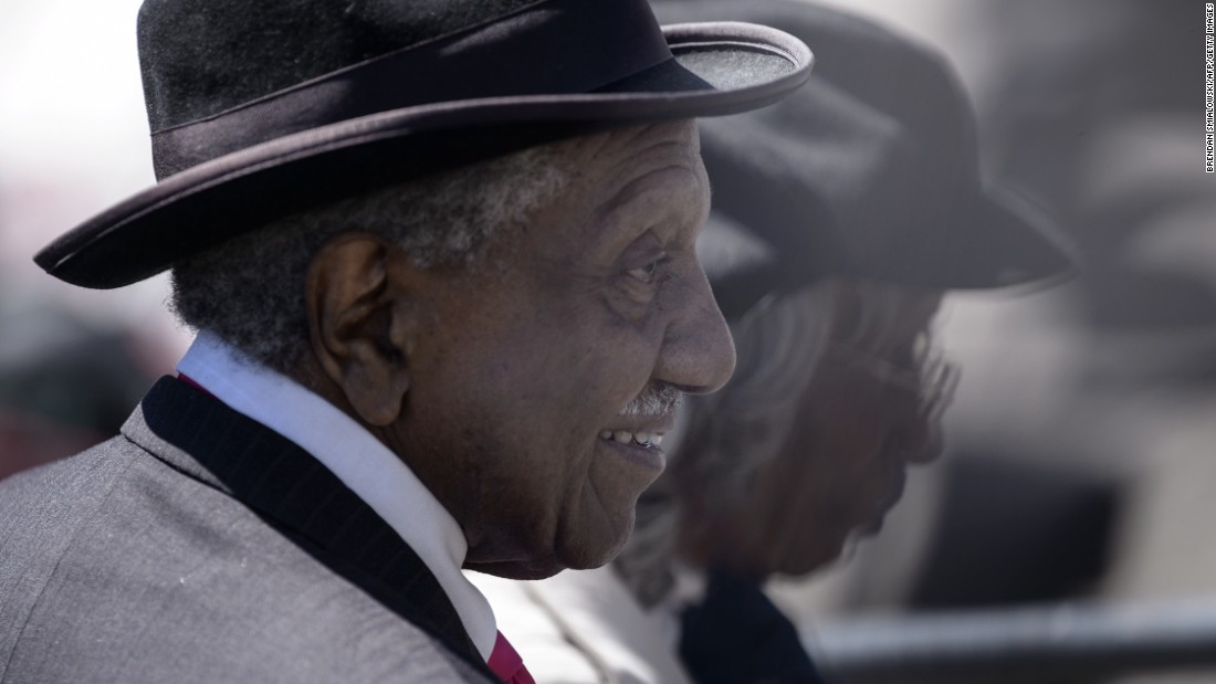 The Rev. Frederick Reese, a civil rights activist and voting rights marcher, arrives at the ceremonies in Selma, Alabama.