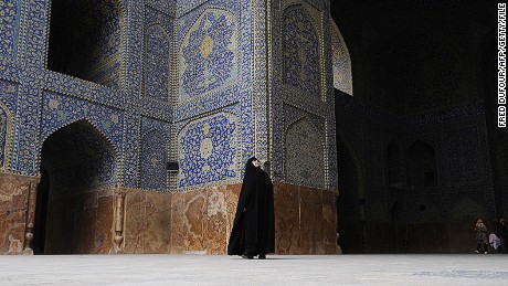 An Iranian woman visits Imam Mosque in the city of Esfahan, Iran on March 18, 2008.