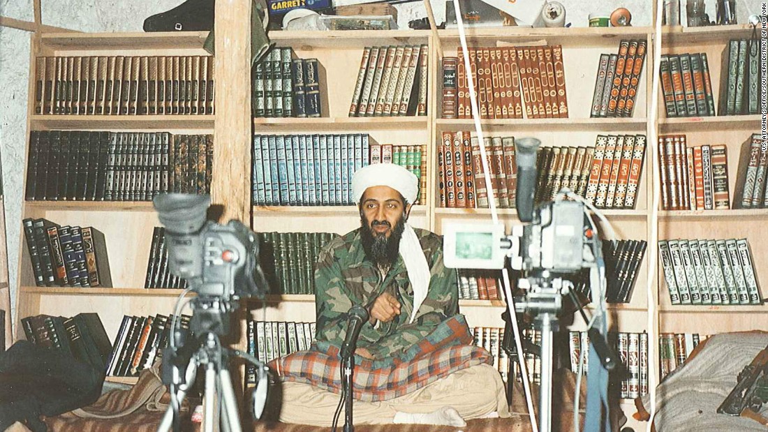 When issuing pronouncements, bin Laden often sat in front of shelves of Islamic books to convey an intellectual image.