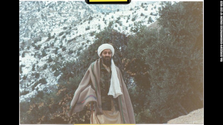 Osama bin Laden is seen at his Afghan hideout in the mountainous area of Tora Bora in 1996.