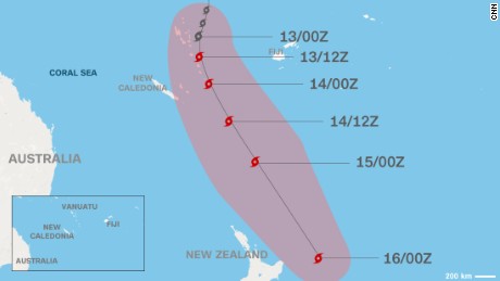 Cyclone Pam's projected path