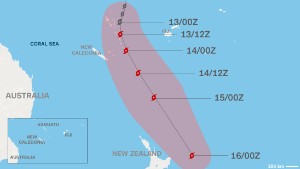 Cyclone Pam&#39;s projected path