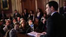 Rubio addresses an event held by the American Enterprise Institute for Public Policy Research in January 2014.