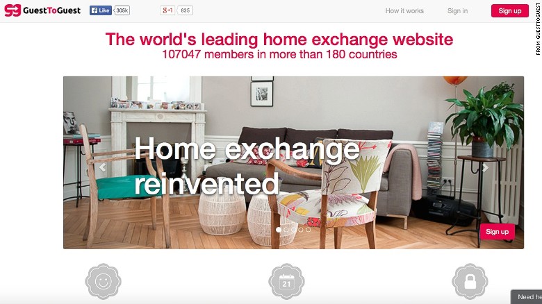 There are no rental fees or money changing hands between the host and guest, although most members pay for optional services like insurance and verification. For hosts, GuestToGuest offers a point system that gives motivation to lend out their home.