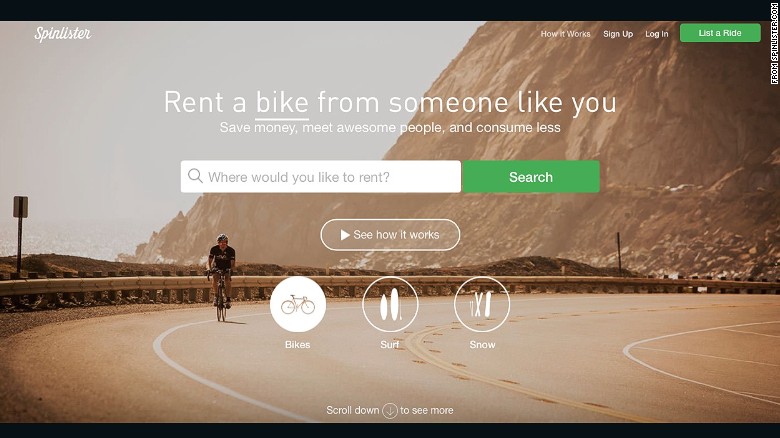 Got a bike lying around you're not using? Want to rent a bike locally on your vacation? With Spinlister you can see all the bikes available in the location you'll be staying.
