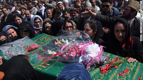 Women carry the coffin of Farkhunda in Kabul on March 22, 2015.