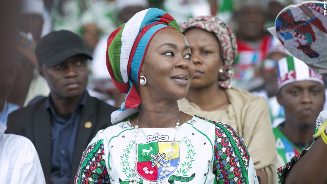An APC supporter wearing the party's coat of arms at the rally, January 30.<br />