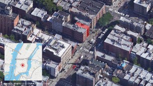 The location of the building collapse in New York&#39;s East Village.