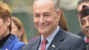 NEW YORK, NY - NOVEMBER 11: United States Senator Chuck Schumer takes part in the opening ceremony preceding the annual Veterans Day Parade, aka 'America's Parade' on November 11, 2014 in New York City. The parade, known to be our nation's largest event of it's kind, is themed 'Land of the Free/Home of the Brave', in honor of the 200th anniversary of the writing of the Star Spangled Banner. (Photo by Michael Loccisano/Getty Images)