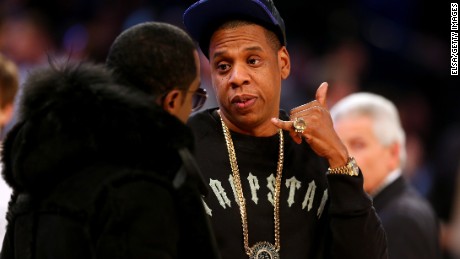 NEW YORK, NY - FEBRUARY 15: Rappers Sean Combs and Jay Z attend the 2015 NBA All-Star Game at Madison Square Garden on February 15, 2015 in New York City. NOTE TO USER: User expressly acknowledges and agrees that, by downloading and/or using this photograph, user is consenting to the terms and conditions of the Getty Images License Agreement. (Photo by Elsa/Getty Images)
 