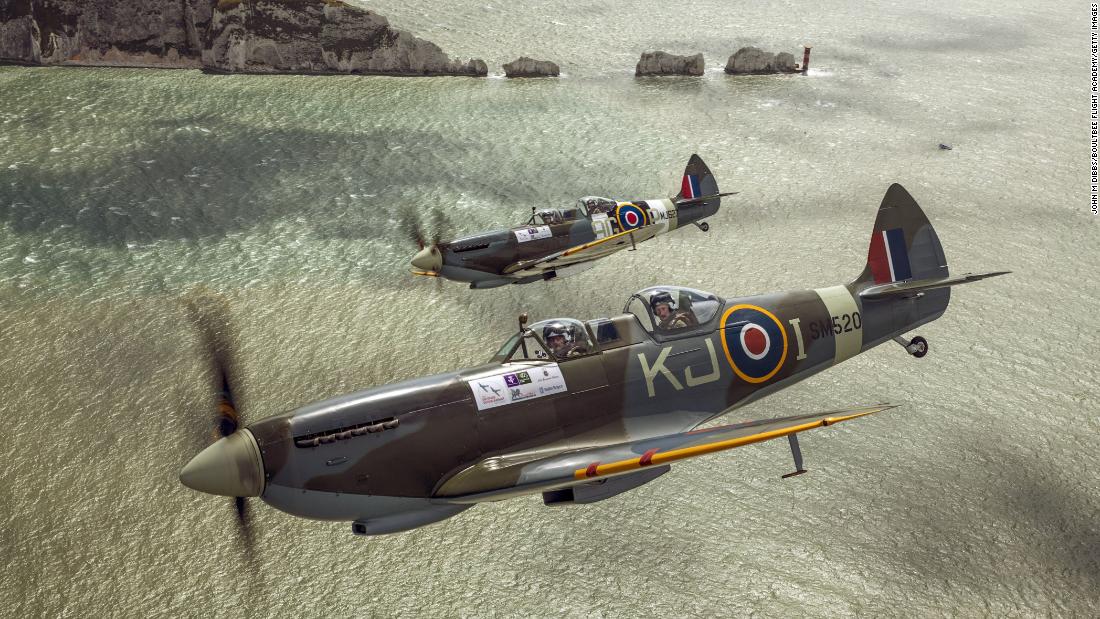 Prince Harry flies in the back of a Spitfire on a sortie from Goodwood, West Sussex, via the Isle of Wight in this undated photo released on Sunday, April 5.. The flight was to promote his Spitfire scholarship, which offers training for wounded servicemen and women. 