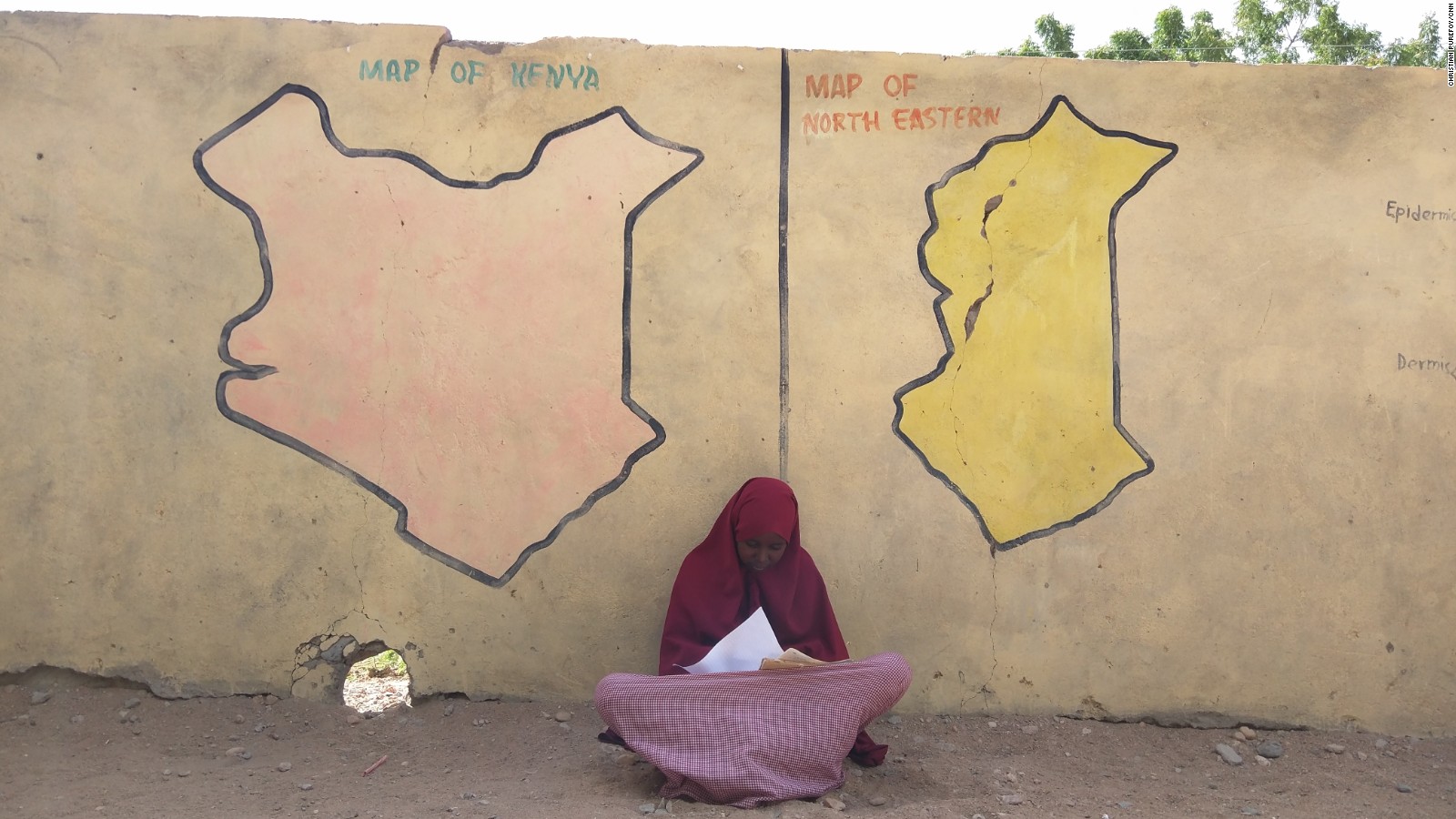 A young girl studies for class at the Ibnu-Siina school in Garissa, Kenya. The school is located only a few hundred meters from <a href="http://cnn.com/2015/04/08/africa/kenya-garissa-attack-madrassa-purefoy/index.html">Garissa University, where 147 people were killed</a> by Al-Shabaab terrorists in early April.