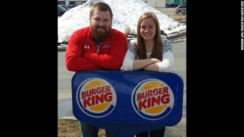 Joel Burger and Ashley King&#39;s punny engagement photo went viral.