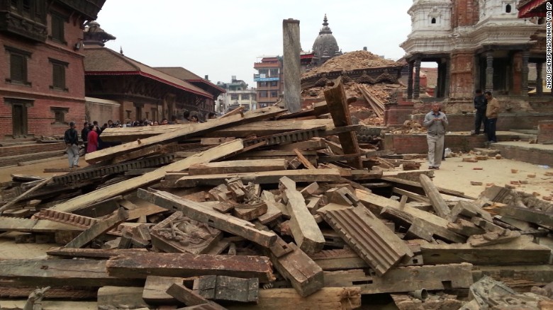 Kathmandu&#39;s Durbar Square after the 7.8 magnitude earthquake.