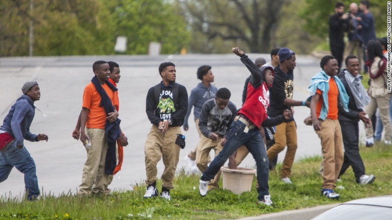 Protesters clash with police on April 27.