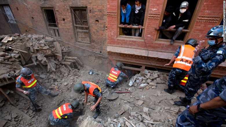 Nepalese military police search through rubble outside Kathmandu on Tuesday, April 28. A magnitude-7.8 earthquake centered less than 50 miles from Kathmandu &lt;a href=&quot;http://www.cnn.com/2015/04/28/asia/nepal-earthquake/index.html&quot;&gt;rocked Nepal with devastating force&lt;/a&gt; Saturday, April 25, authorities said. The earthquake and its aftershocks have turned one of the world&#39;s most scenic regions into a panorama of devastation.
