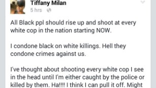 Police say Ebony Dickens made this Facebook post under the name Tiffany Milan