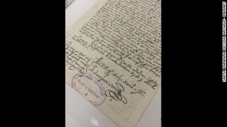 Serra often corresponded about the California missions as he evangelized Native Americans in the late 1700s. This letter is written by Serra's own hand and is kept in a climated-controlled vault at Old Mission Santa Barbara.