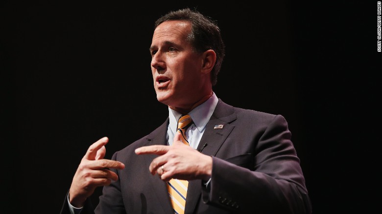 Former Sen. Rick Santorum of Pennsylvania speaks at the Point of Grace Church for the Iowa Faith and Freedom Coalition 2015 Spring Kickoff on April 25 in Waukee, Iowa. 