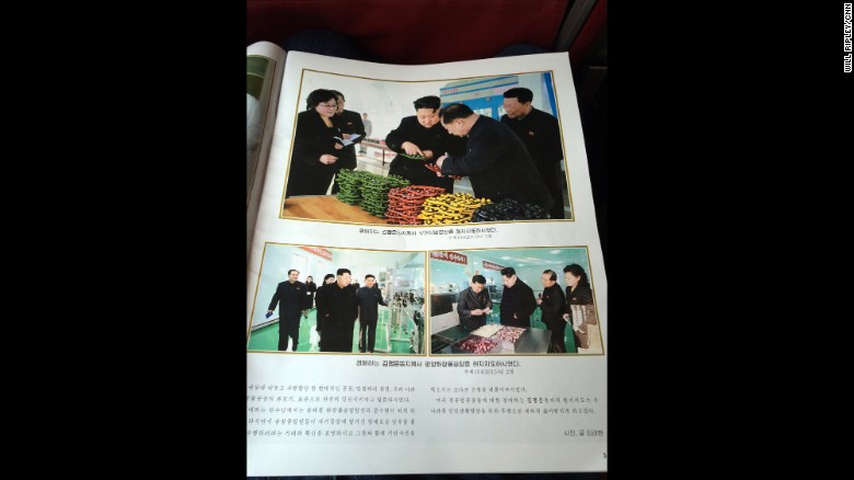 The in-flight magazine on North Korea's only airline, Air Koryo, features multiple pages of Supreme Leader Kim Jong Un.