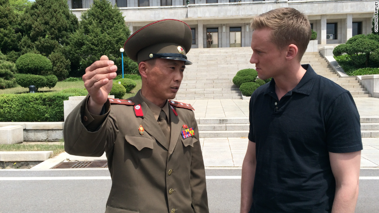 CNN correspondent Will Ripley and photojournalist Brad Olson traveled to North Korea after the regime offered them <a href="http://www.cnn.com/2015/05/02/asia/cnn-inside-north-korea/index.html" target="_blank">a surprise invitation to return</a> to one of the most mysterious countries on earth. They aren't sure why the invitation was offered, what to expect, or even how long they'd be there. Check out the pictures they've taken to document their journey. <strong>HERE: </strong>Junior Lt. Colonel Nam Dong Ho speaks with Will Ripley, who was granted rare access to the DMZ on Monday, May 4, 2015.