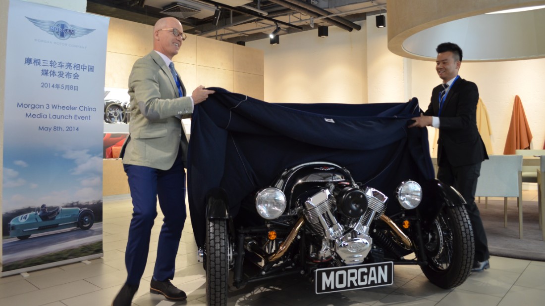 Morgan&#39;s profits are growing fastest outside of Europe, so Asia and Latin America are being targeted for growth. Pictured, the launch of Morgan&#39;s three wheeler in China, in 2014.