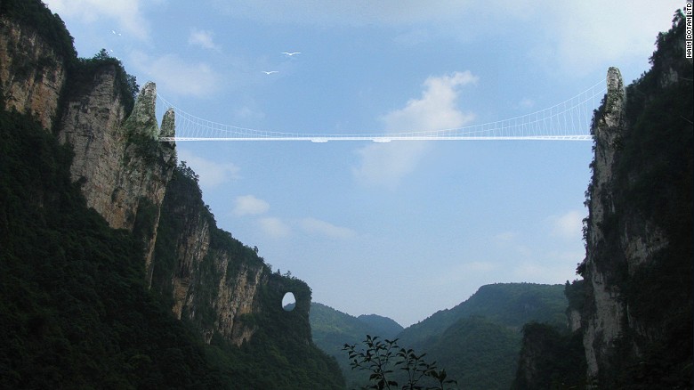 With a vertical drop of 300 meters (984 feet) directly under the bridge, the new Zhangjiajie Grand Canyon skywalk will also feature the world&#39;s highest bungee jump.