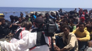 CNN Chief International Correspondent Christiane Amanpour was onboard an Italian Navy vessel Wednesday as it rescued hundreds of desperate African refugees and migrants trying to reach Europe via the Mediterranean Sea