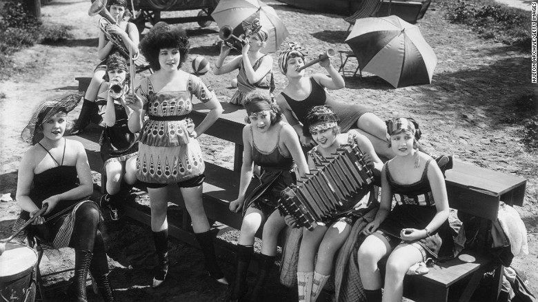 Though the social norms of the Victorian era were loosening, women were still expected to dress fairly modestly for the sea.