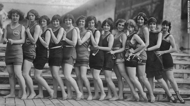 In the 1920s, swimsuits became more revealing as tans came into fashion, thanks to trendsetters like Coco Chanel.