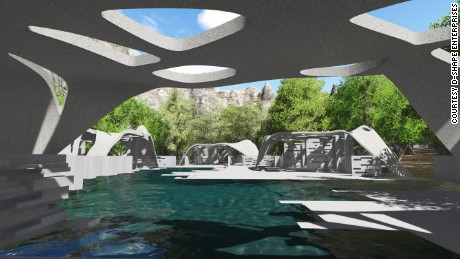 An artists rendering of the pool house which will be 3D printed by D-Shape.