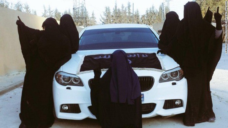 Khaled Sharrouf&#39;s daughter, 14, posted this photo of women in her family online, the Institute of Strategic Dialogue says.