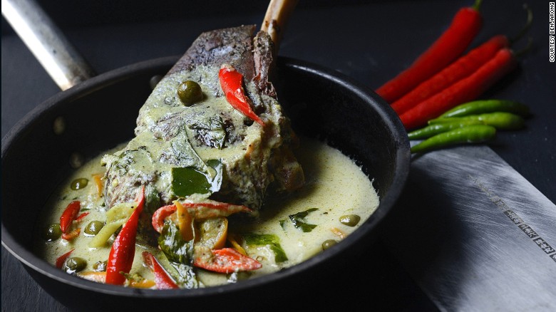 Benjarong&#39;s 72-hour slow-cooked beef ribs in aromatic green curry. 