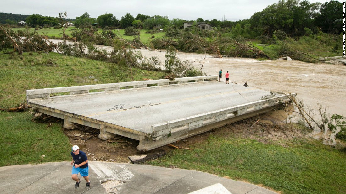 The Fischer Store Road Bridge near Wimberley was destroyed in flooding on May 24.